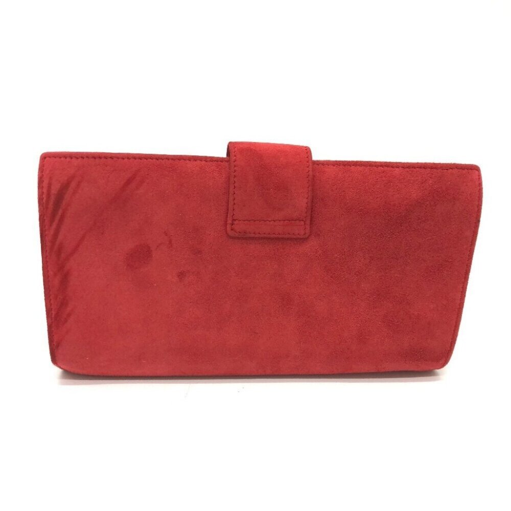 CELINE Jewelry case logo Bifold pouch Accessory case suede Red/GoldHardware - Picture 5 of 16